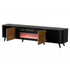TV spintelė Cama Meble Volare 200 x 39 x 49 cm juoda/riešutmedžio su židiniu