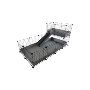 C&C modulinis narvas C&C 4x2 su antresolė 2x1 ir pilka rampa – c&c modulinis narvas jūrų kiaulytėms, 145×75×75 cm, 10 kg
