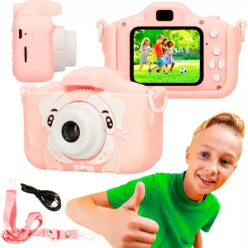 Vaikiškas skaitmeninis fotoaparatas Extralink H28 SINGLE PINK — rožinis/baltas, nuo 3 metų