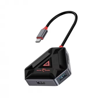 USB-C šakotuvas SBOX HEXAGON 6-in-1 su HDMI ir Ethernet, Type-C baltas