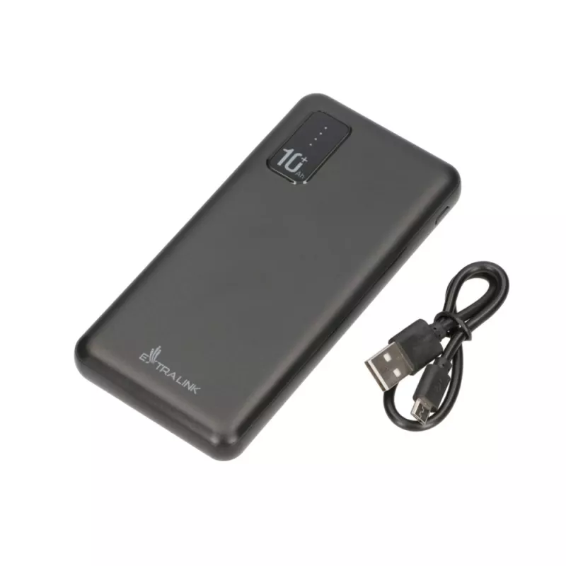 Išorinė baterija Extralink EPB-098B 10000 mAh, LiPo, 2× USB-A + 1× USB-C, juoda