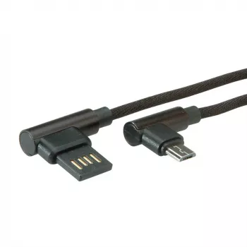 ROLINE USB 2.0 laidas, kampuotas, A tipo reversinis - Micro B, ST/ST, juodas, 0,8 m (11.02.8720)