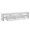TV staliukas Cama Meble TORO 200 — 2000×350×410 mm, pilka viršutinė plokštė iš medžio drožlių plokštės, pilkas/baltas blizgesys
