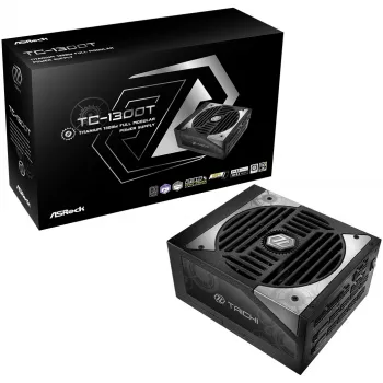 Maitinimo blokas ASROCK Taichi TC-1300T 1300 W 20+4 kontaktų ATX 80 PLUS Titanium, juodas, 135 mm ventiliatorius
