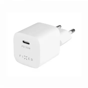 Nešiojamasis USB-C kelioninis įkroviklis FIXED FIXC30M-C-WH 30W kompaktiškas dizainas