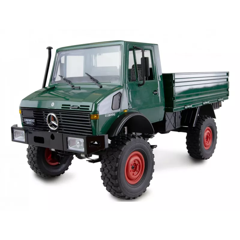 Nuotolinio valdymo automobilis Amewi Mercedes‑Benz Unimog 1:12 masteliu 4WD, žalias