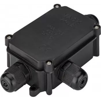 Wentronic Goobay IP-66 apsaugos dėžutė gnybtų blokams PG9, juoda - saugiam 3 kabelių prijungimui (56660)