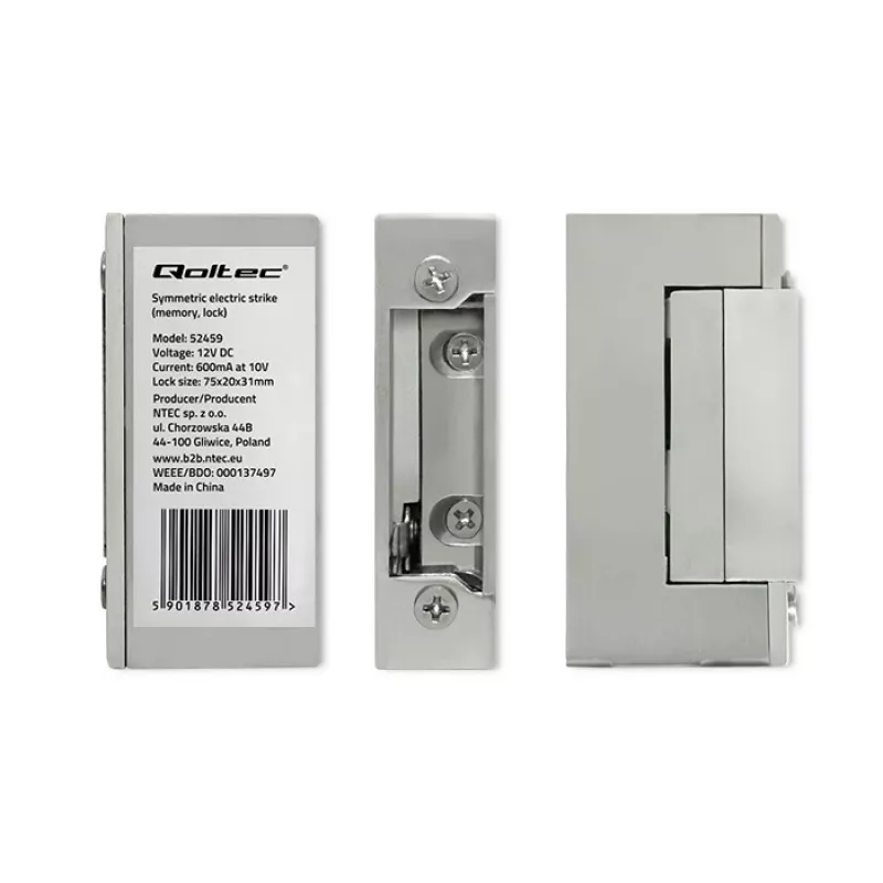 Elektromagnetinė spyna QOLTEC 52459 12V simetriška su atmintimi ir užraktu