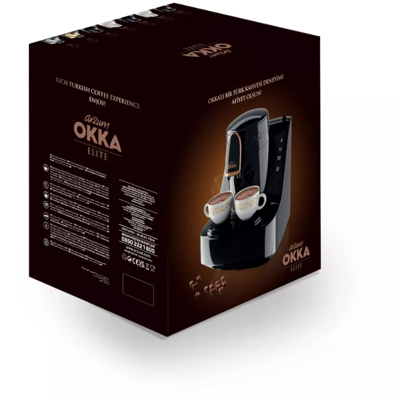 Okka Elite, moka kavos virimo aparatas juoda/vario, modelis 2025
