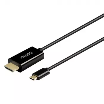 USB-C laidas SAVIO CL-191 2 m — USB-C į USB-C, vyriškas-į-vyrišką, juodas, plastikinis apvalkalas, varinis laidininkas