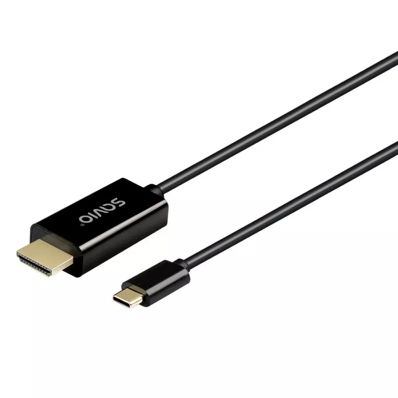 USB-C laidas SAVIO CL-191 2 m — USB-C į USB-C, vyriškas-į-vyrišką, juodas, plastikinis apvalkalas, varinis laidininkas