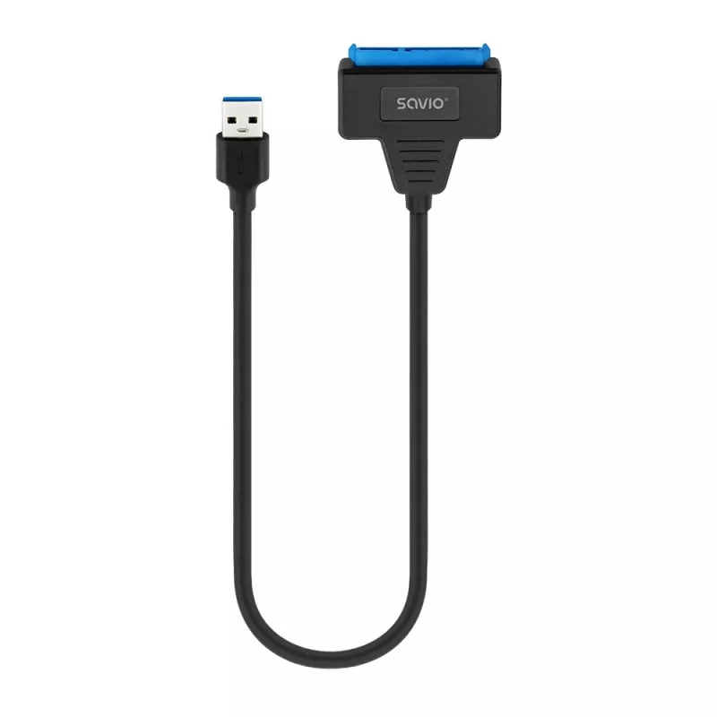 SAVIO SATA į USB 3.1 Gen 1 sąsajos kabelis AK-68, SATA lizdas į USB-A kištuką, 5 Gbit/s, 0,25 m, juodas