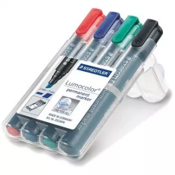 Marker Staedtler Lumocolor 350 WP4 4 vnt. Juoda Mėlyna Žalia Raudona