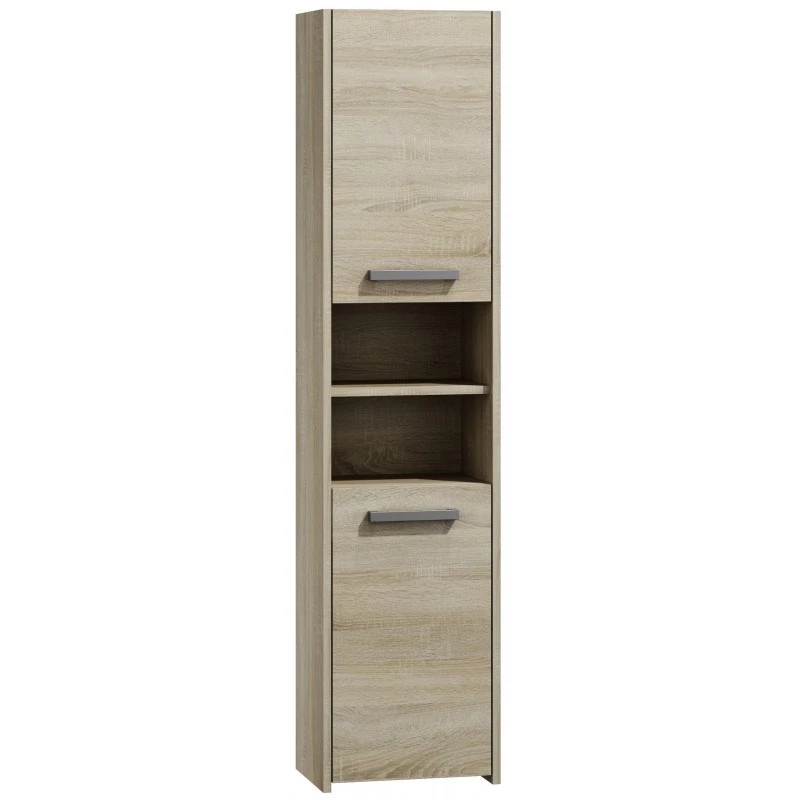 Vonios spintelė top e shop S40 SONOMA — Ąžuolo spalvos rėmas, laisvai pastatoma, 6 lentynos, 400×300×1700 mm