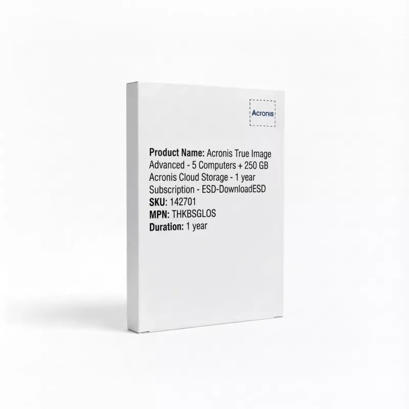 Acronis True Image Advanced - 5 Computers + 250 GB Acronis Cloud Storage - 1 year Subscription - ESD-DownloadESD
