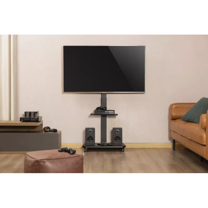 Gembird TVS-75S-02 TV grindų stovas su ratukais, 37 - 75, juodas