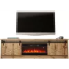 TV cabinet Cama Meble GRANERO su židinio spintele, Wotan ąžuolas, 2000×350×567 mm, 2 durelės, 2 lentynos
