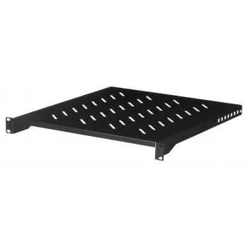 Stovo lentyna LANBERG AK-1005-B — 1U 19 colių stovo lentyna, 500 mm gylis, 482,6×45 mm, juoda, 25 kg talpa