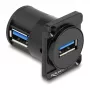 DeLOCK D tipo modulis USB 2.0 Type-A jungtis moteriška į moterišką 90° kampu