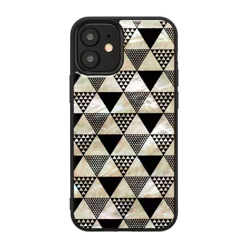 Apsauginis telefono dėklas iKins, skirtas Apple iPhone 12 mini, piramidės tekstūra, juodas