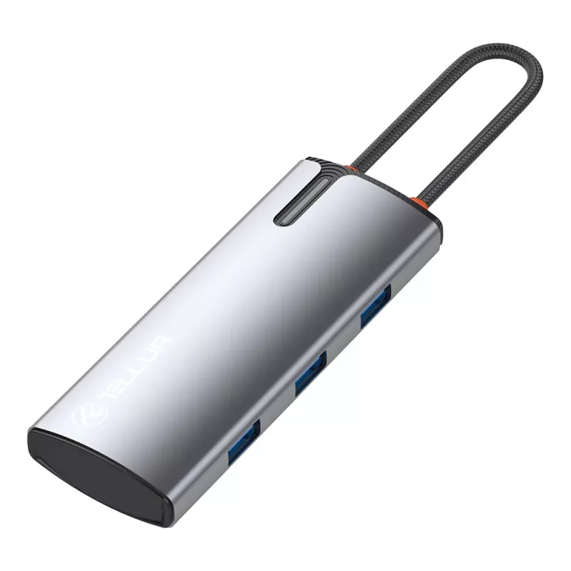 USB-C stotelė Tellur TLL321061 su PD 3.0 100W, HDMI išvestimi ir 3× USB 3.0 prievadais
