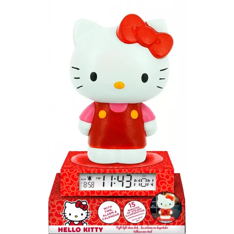 3D naktinė lempa vaikams Euroswan HK50198 su Hello Kitty dizainu ir įmontuotu žadintuvu