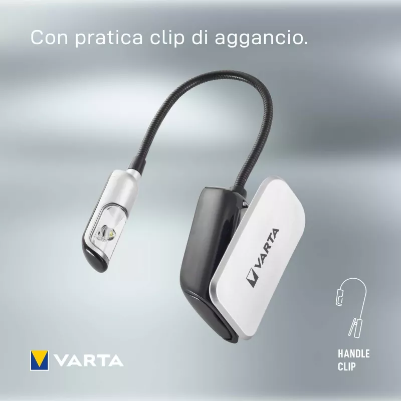 Varta 16618 - Clip Flashlight - juoda - sidabrinė - plastikinė - LED - 1 lempa - 9 lm