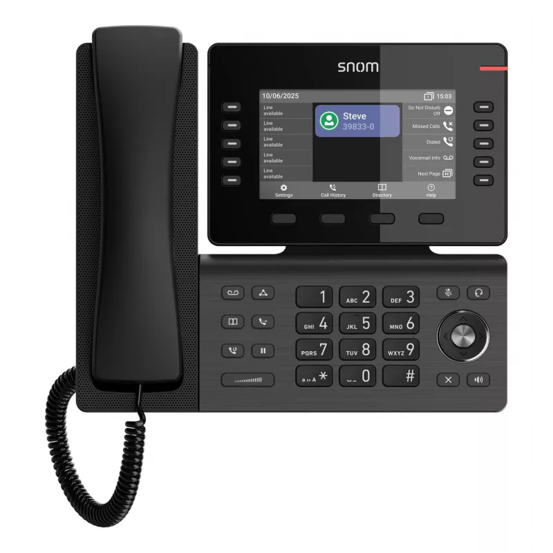 IP telefonas Snom D815WB Juoda — 5 colių IPS ekranas, Gigabit Ethernet, Wi‑Fi 802.11n/ac, PoE, Bluetooth