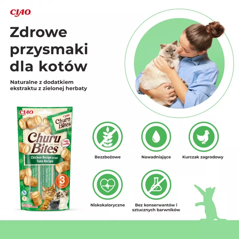 INABA Churu Bites su tunu ir vištiena – kačių skanėstai – 3x10 g