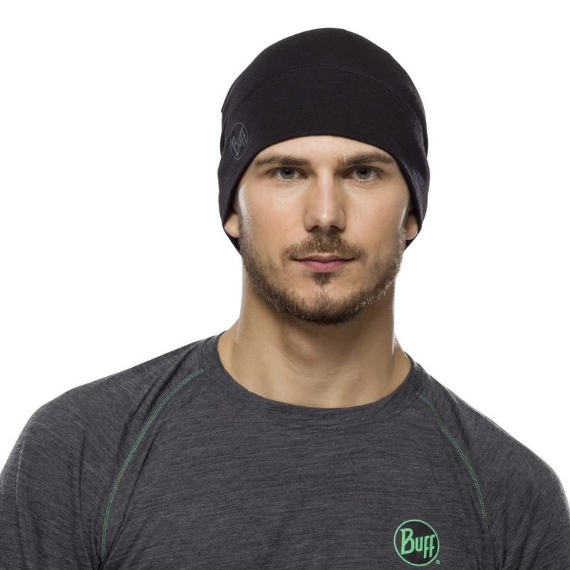 BUFF MERINO LIGHTWEIGHT BEANIE SOLID Juoda viens dydis kepurė, standartinis