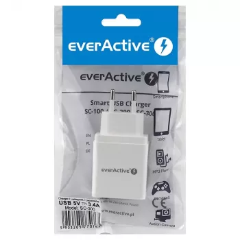 Everactive PHONE CHARGER 3X USB 3, 4A WHITE