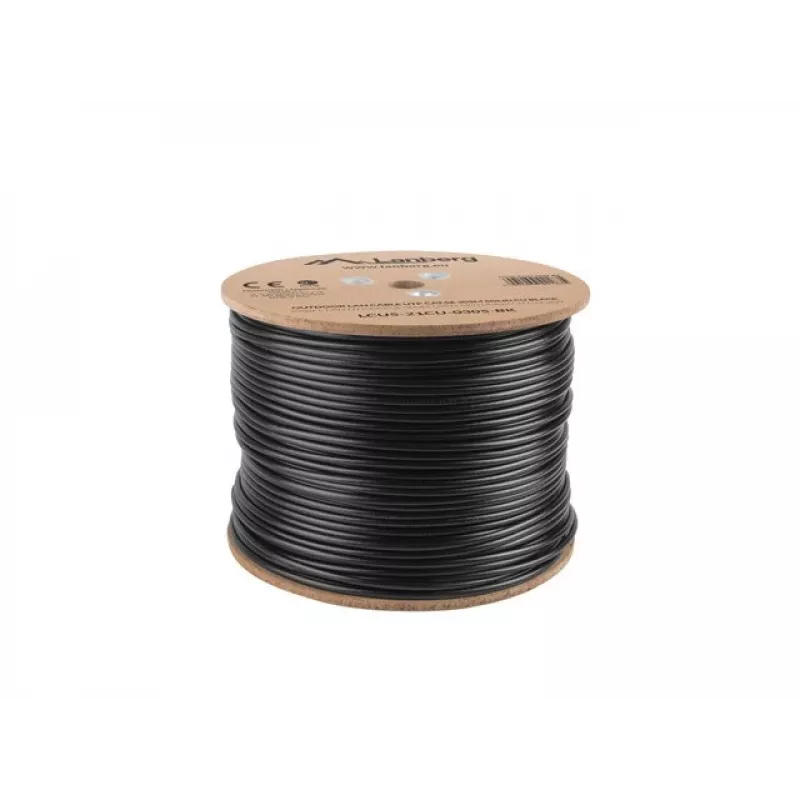 Tinklo kabelis LANBERG Cat5e U/UTP LCU5-21CU-0305-BK, 305 m, 24 AWG, PVC apvalkalas, juodas