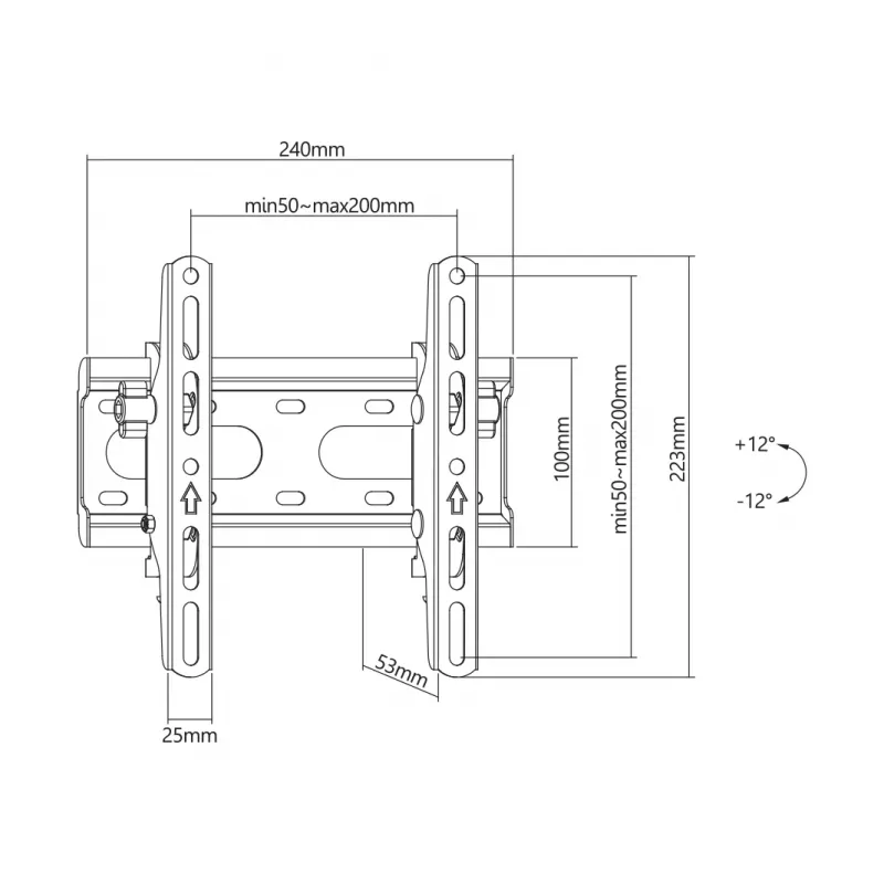 SBOX PLB-2522T-2 pakreipiamas televizoriaus sieninis laikiklis 23–43 colių (23–43 kg) VESA 200×200