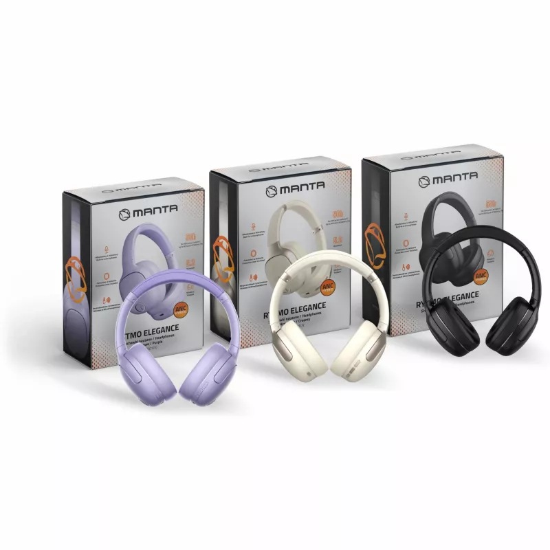 Ausinės MANTA HDP1001PU Rytmo Elegance Purple ant ausų uždedamos, laidinės, modelis HDP1001PU