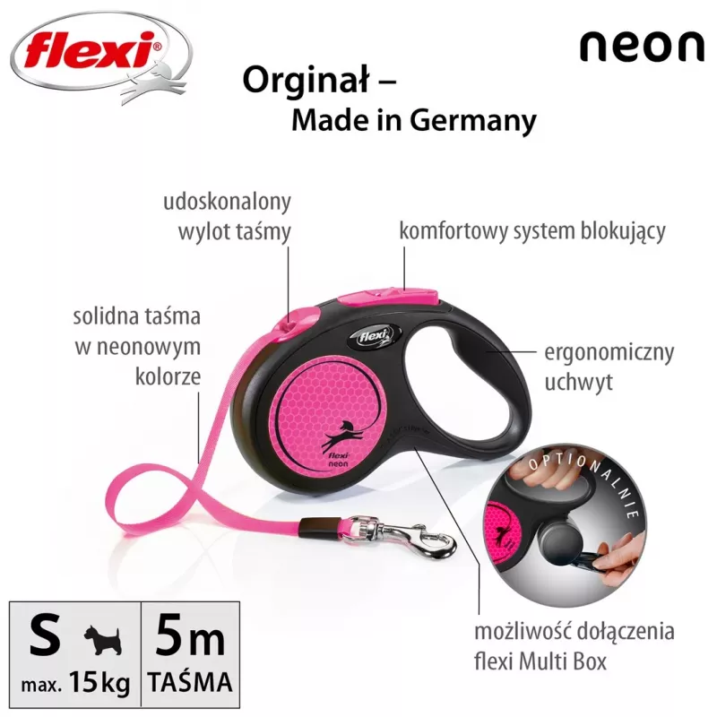 Flexi New Neon S 5 m automatinis šunų pavadėlis