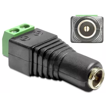 Kabelio adapteris DeLOCK 65485 DC 2.5 x 5.5 mm 2p juoda žalia