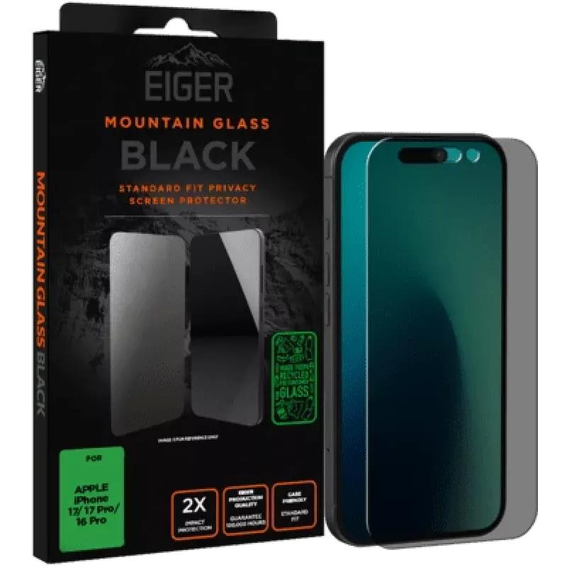 “Eiger EGMSP00334” grūdinto stiklo privatumo ekrano apsauga, skirta “Apple iPhone 16 Pro / 17 / 17 Pro”