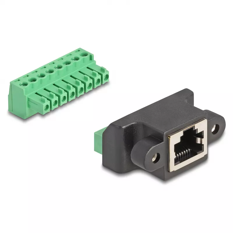 DeLOCK RJ45 kištuko prie gnybtų bloko adapteris 2 kontaktų 66589 juoda žalia