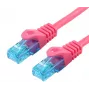 LOGON tinklo kabelis TCU55U030M — Cat5e U/UTP, RJ-45 prie RJ-45, 3 m, purpurinė, paauksuoti kontaktai