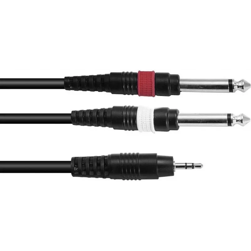 Garso adapterio kabelis Omnitronic 3,5 mm į 2×3,5 mm, 3 m, juodas