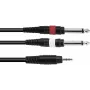 Garso adapterio kabelis Omnitronic 3,5 mm į 2×3,5 mm, 3 m, juodas