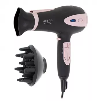 Adler | Plaukų džiovintuvas | AD 2248b ION | 2200 W | Temperatūros nustatymų skaičius 3 | Joninė funkcija | Difuzorius | Juoda/Rožinė