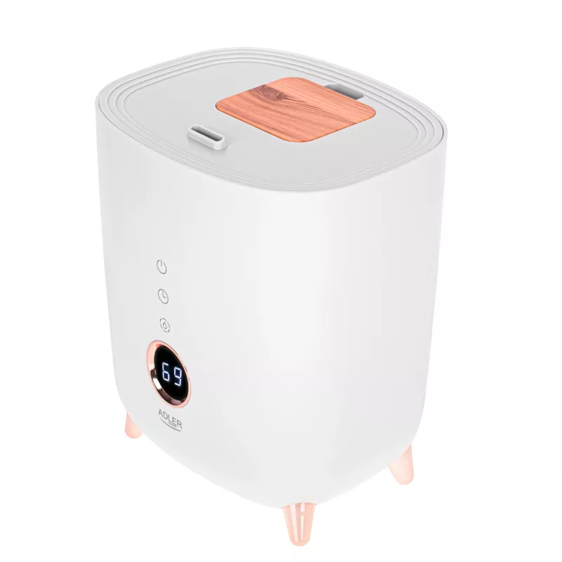 Ultrasonic humidifier Adler AD 7972 — 4 L talpa, 300 ml/h, iki 35 m², 23 W, balta
