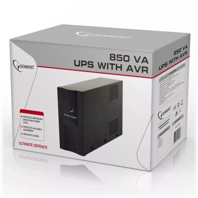 Gembird UPS-PC-850AP nepertraukiamo maitinimo šaltinis (UPS) Linijinis-interaktyvus 0,85 kVA 520 W 4 kintamosios srovės lizdai