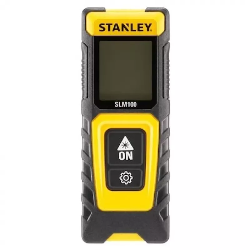 Atstumo matuoklis STANLEY SLM100 — lazerinis nuotolis 30 m, kompaktiškas rankinis matavimo prietaisas