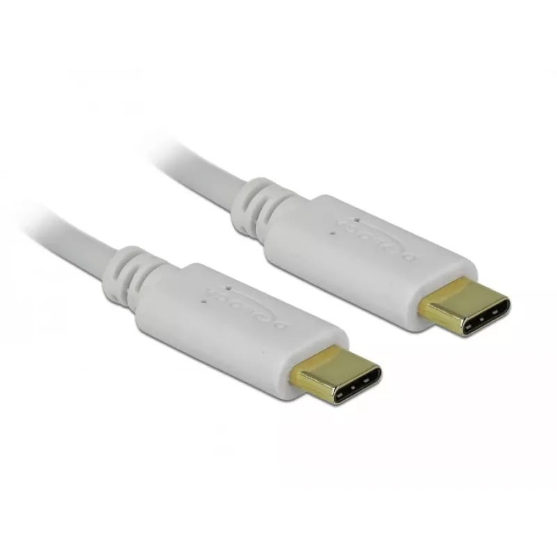 Delock - USB-C / maitinimo laidas - 24 kontaktų USB-C (V) į 24 kontaktų USB-C (V) - 5 A - 15 cm - USB maitinimo šaltinis (100 W), palaiko „Power Delivery 2.0“ - balta (85357)