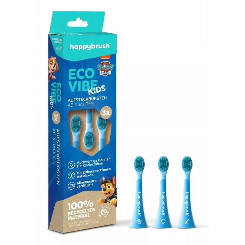 „happybrush EcoVibe Kids Paw Patrol“ keičiamosios šepetėlių galvutės, mėlynos, 3 vnt.