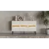 Komoda Cama Meble INSERTO 3D 143,5×40×80 cm — kašmyro apdaila su LED