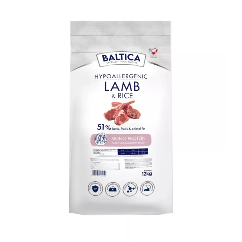 BALTICA NUTRACEUTIC Hypoallergenic Lamb & Rice M 12kg