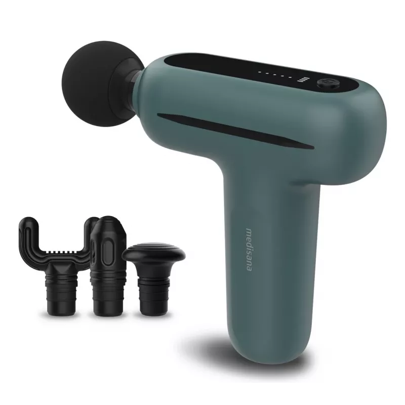Medisana MG 200 raumenų masažuoklis su 4 galvutėmis, vibracinis, 3000 RPM, 8 mm amplitudė, Li‑Ion 7.4V, USB įkrovimas